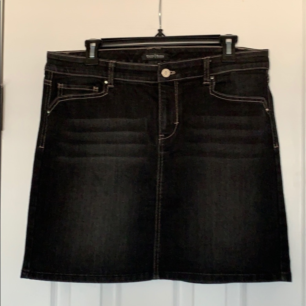 Black denim skirt